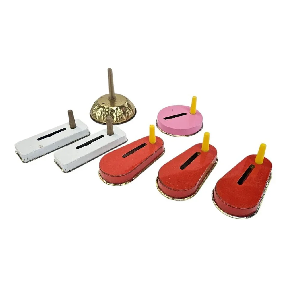 Spinner Hand Crank Noise Makers Clapper Tin Metal Vintage Party Favors Lot Of 7